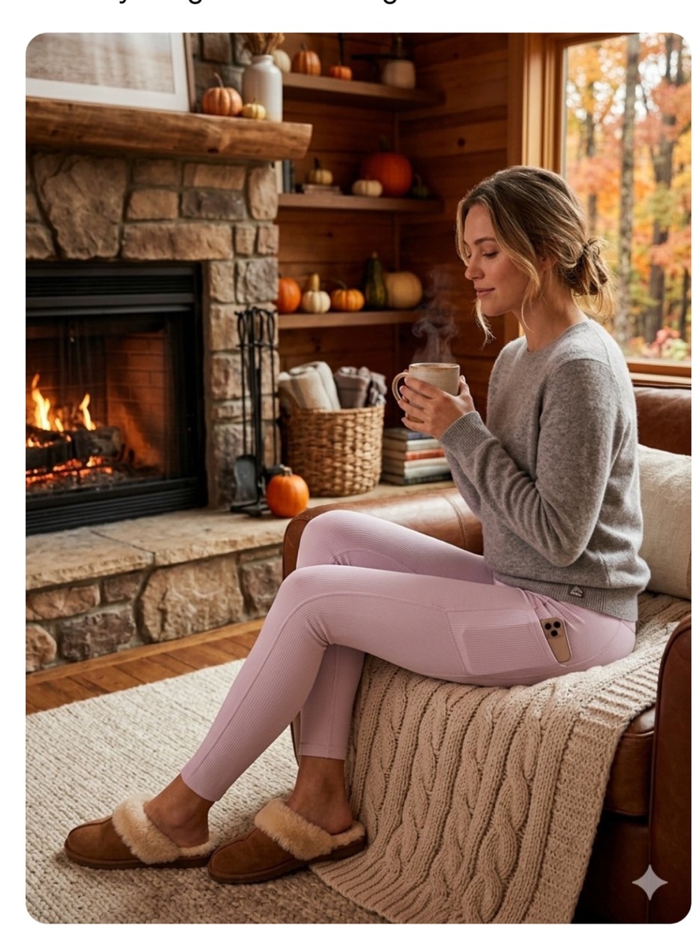RBX Lavender Ribbed Leggings L Pockets NWOT